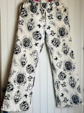 Tim Burton Corpse Bride Sweatpants Joggers Pants Black White XS
